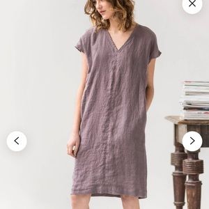 Linen dress in V neck MONACO / Washed linen tunic